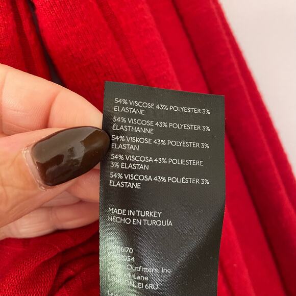 Anthropologie Red Viscose Long Sleeve Striped Crewneck Top Women's size Small - Picture 7 of 9